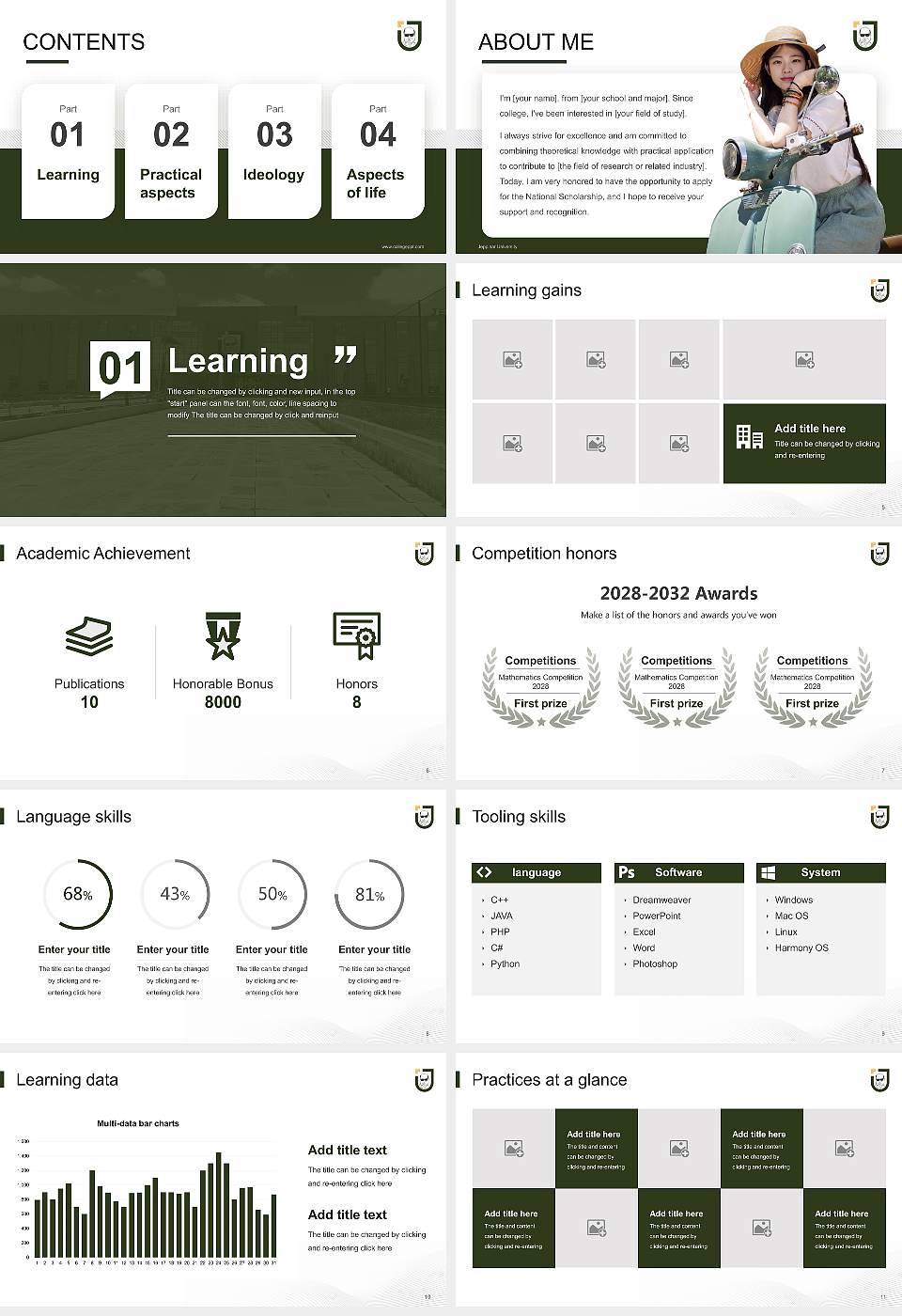 Jeppiaar University National Scholarship Defense PPT Template16:9 ratio PPT effect preview image2