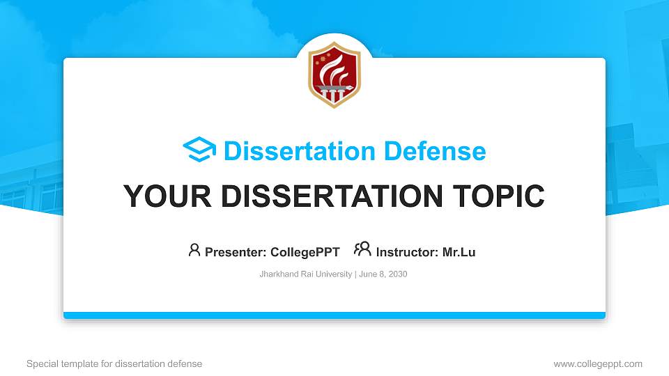 Jharkhand Rai University Graduation Thesis Defense PPT Template16:9 ratio PPT effect preview image