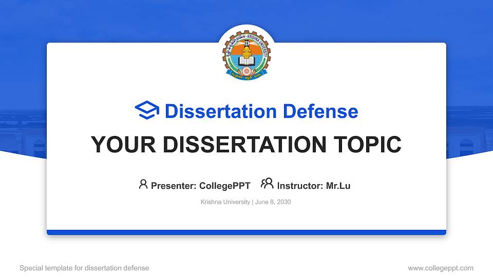 Krishna University Graduation Thesis Defense PPT Template16:9 ratio PPT effect preview image