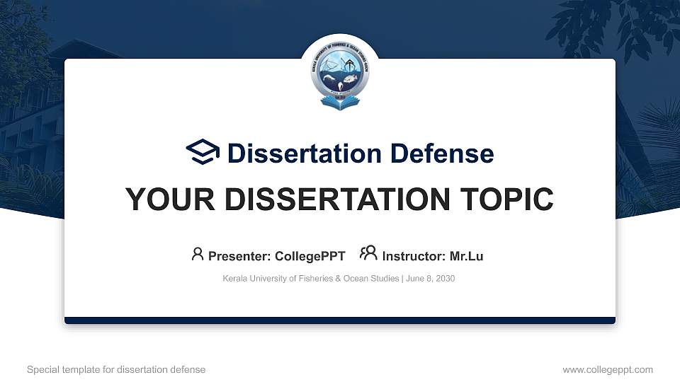 Kerala University of Fisheries & Ocean Studies Graduation Thesis Defense PPT Template16:9 ratio PPT effect preview image