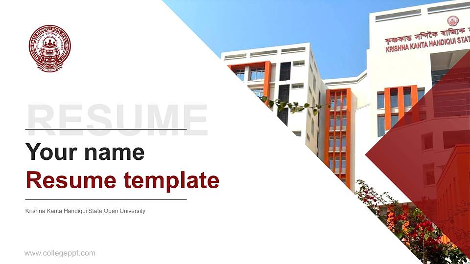 Krishna Kanta Handiqui State Open University Resume PPT Template16:9 ratio PPT effect preview image