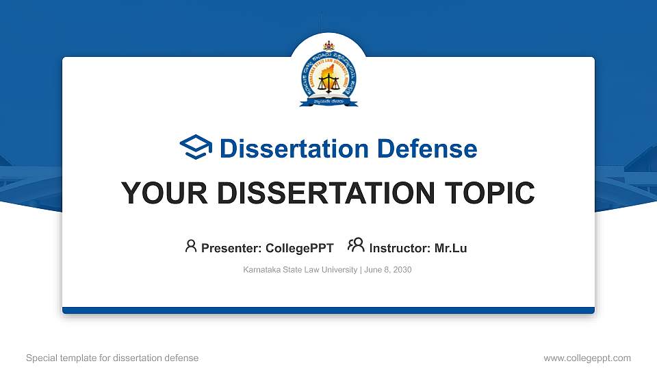 Karnataka State Law University Graduation Thesis Defense PPT Template16:9 ratio PPT effect preview image1