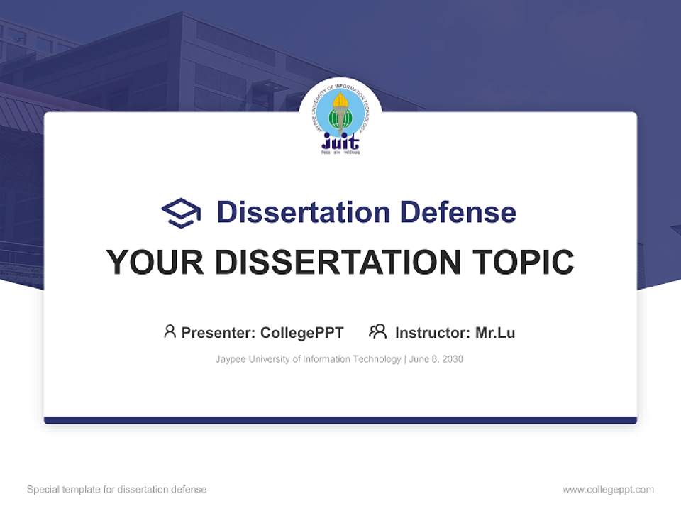 Jaypee University of Information Technology Graduation Thesis Defense PPT Template4:3 ratio PPT effect preview image1