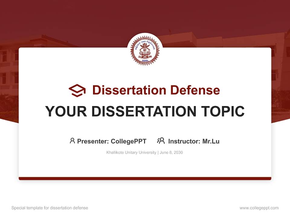 Khallikote Unitary University Graduation Thesis Defense PPT Template4:3 ratio PPT effect preview image7