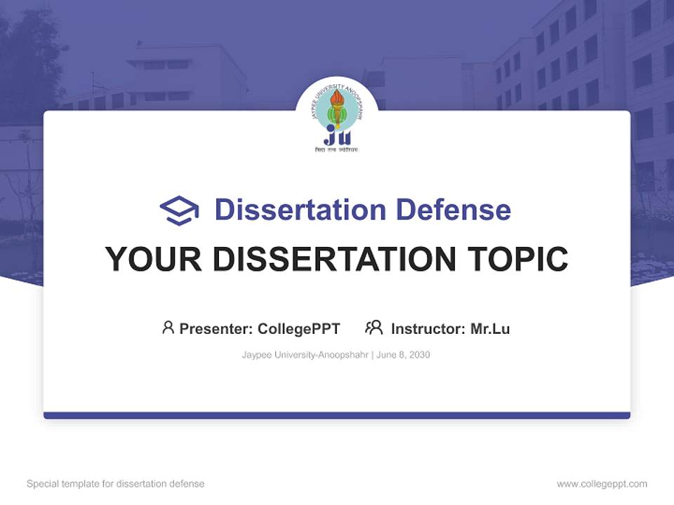 Jaypee University-Anoopshahr Graduation Thesis Defense PPT Template4:3 ratio PPT effect preview image7