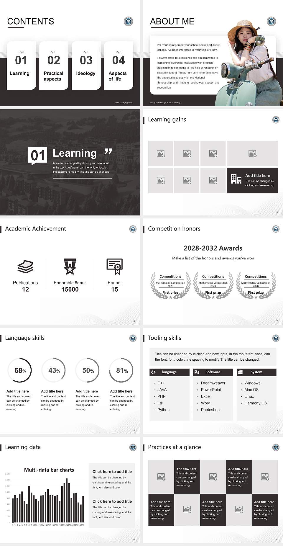 Khangchendzonga State University National Scholarship Defense PPT Template4:3 ratio PPT effect preview image2