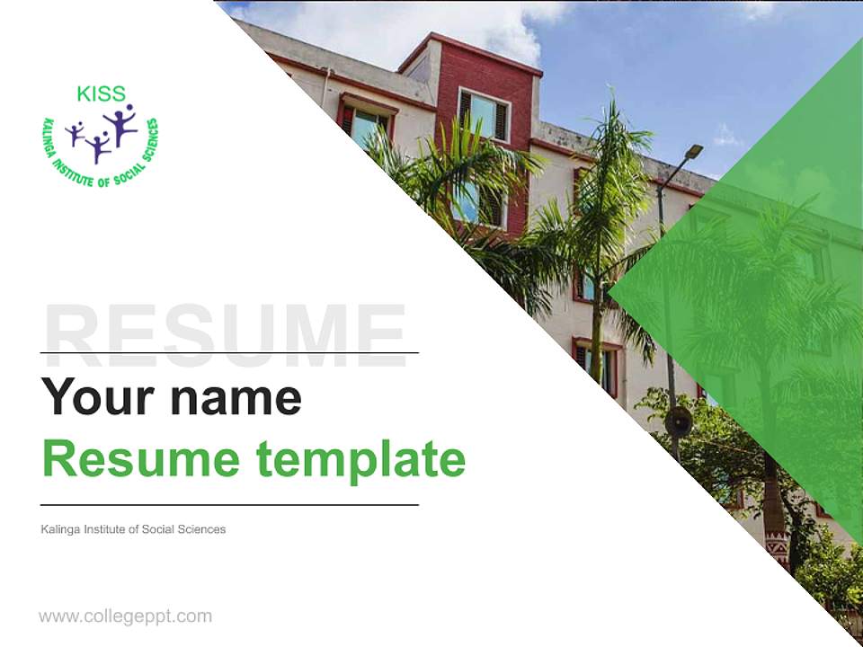 Kalinga Institute of Social Sciences Resume PPT Template4:3 ratio PPT effect preview image5