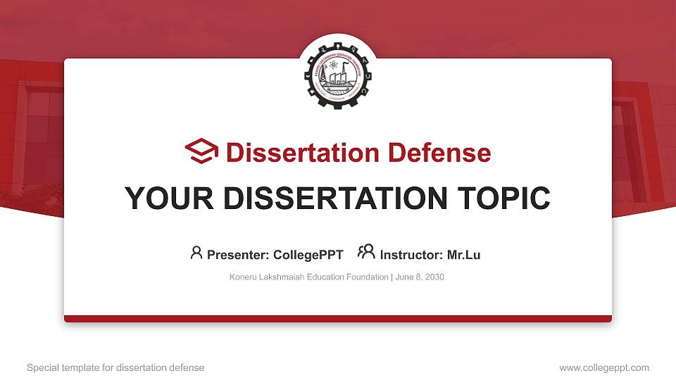 Koneru Lakshmaiah Education Foundation Graduation Thesis Defense PPT Template16:9 ratio PPT effect preview image
