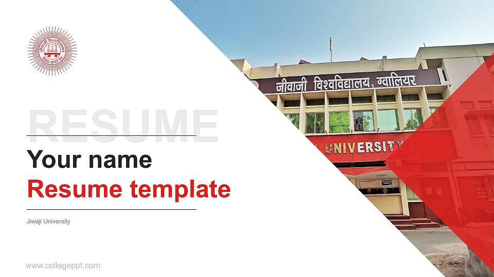 Jiwaji University Resume PPT Template16:9 ratio PPT effect preview image