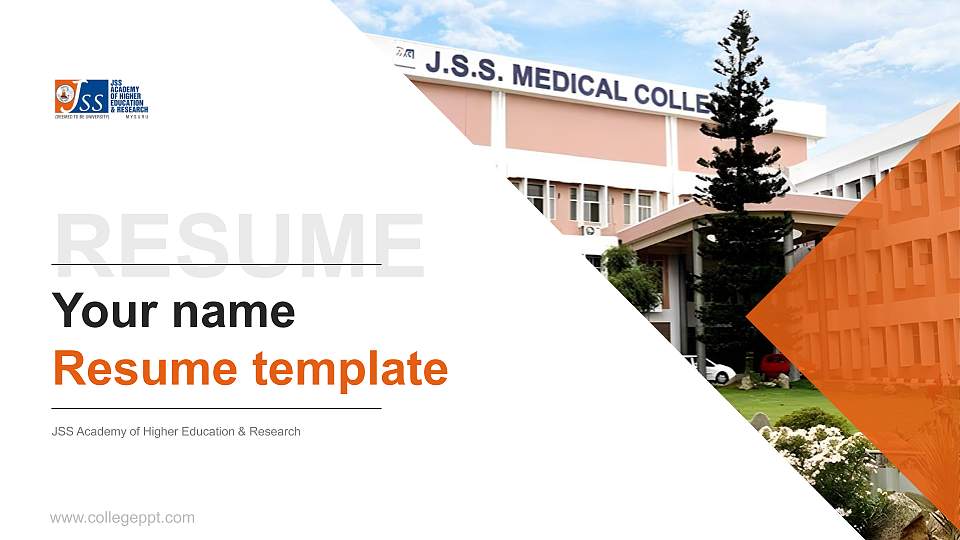 JSS Academy of Higher Education & Research Resume PPT Template16:9 ratio PPT effect preview image