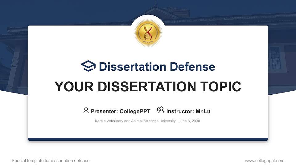 Kerala Veterinary and Animal Sciences University Graduation Thesis Defense PPT Template16:9 ratio PPT effect preview image