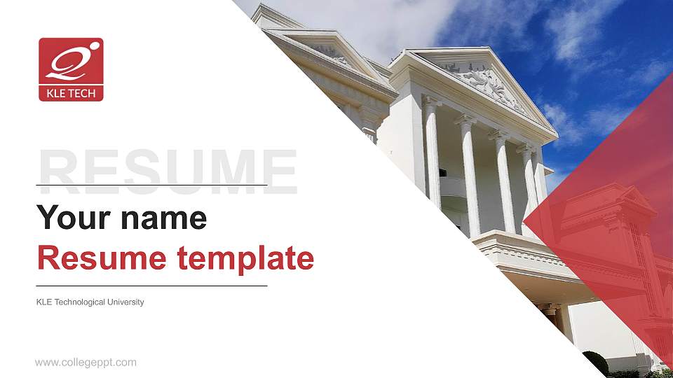 KLE Technological University Resume PPT Template16:9 ratio PPT effect preview image