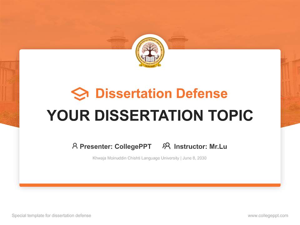 Khwaja Moinuddin Chishti Language University Graduation Thesis Defense PPT Template4:3 ratio PPT effect preview image7
