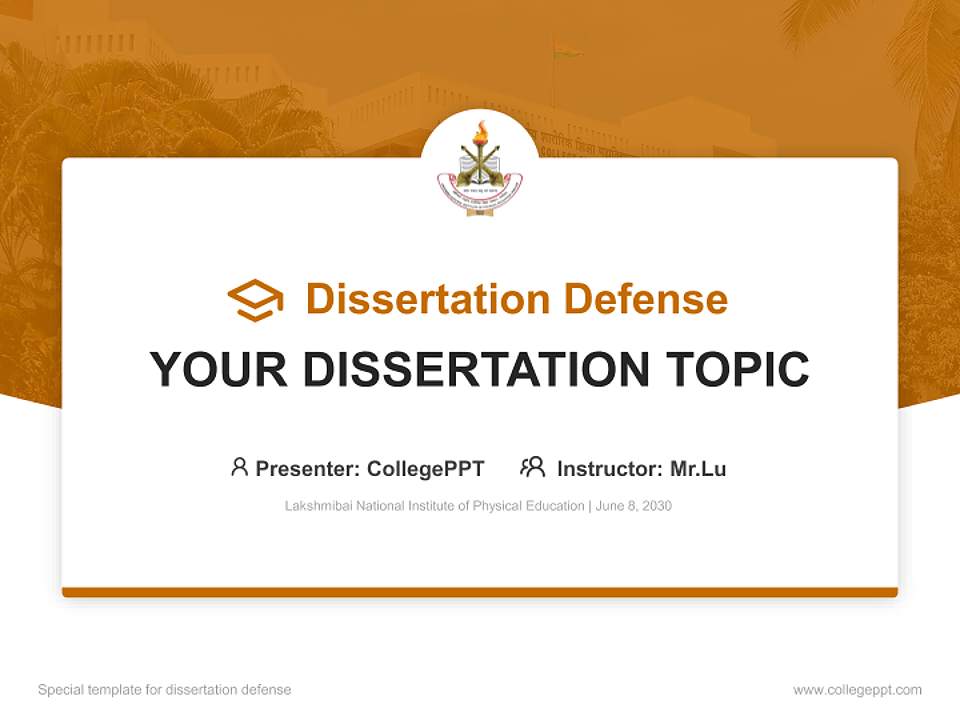 Lakshmibai National Institute of Physical Education Graduation Thesis Defense PPT Template4:3 ratio PPT effect preview image7