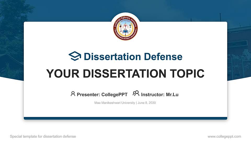 Maa Manikeshwari University Graduation Thesis Defense PPT Template16:9 ratio PPT effect preview image
