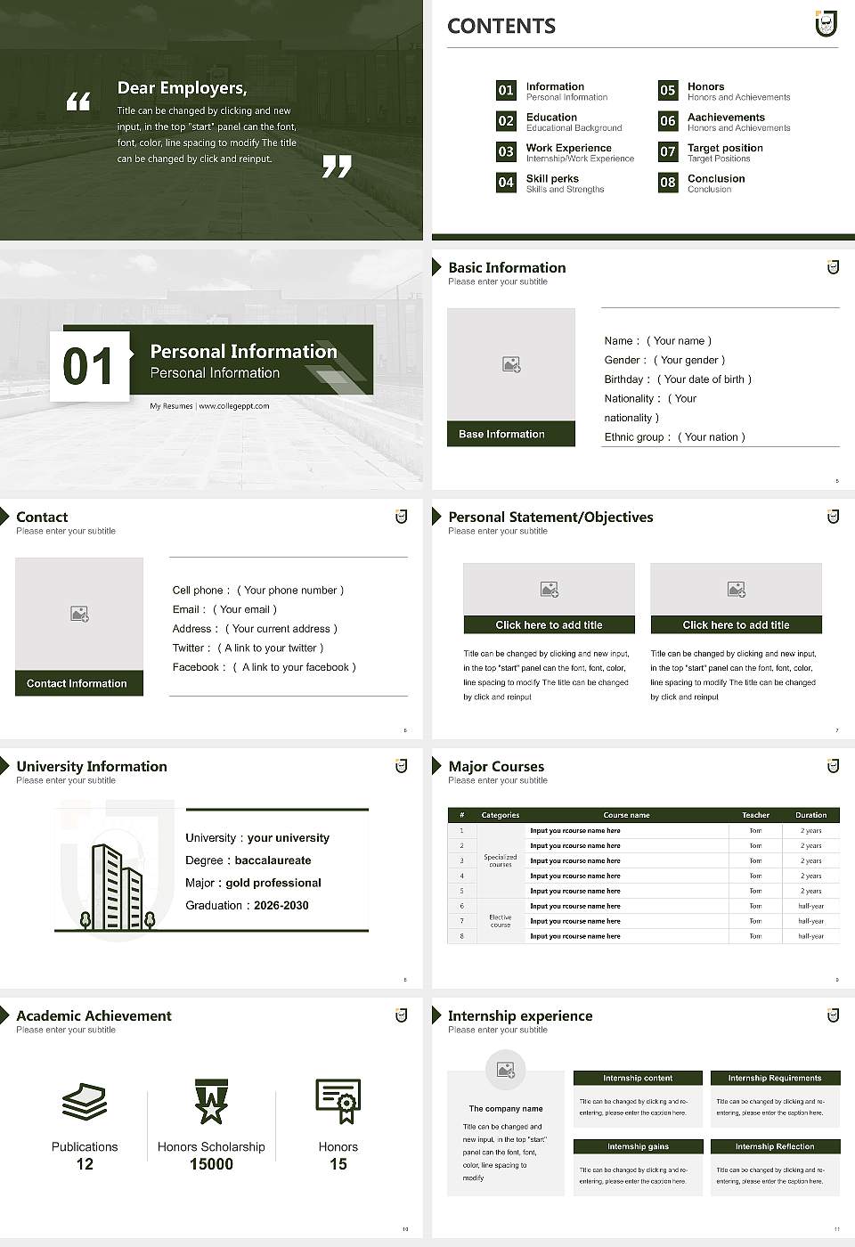 Jeppiaar University Resume PPT Template16:9 ratio PPT effect preview image2