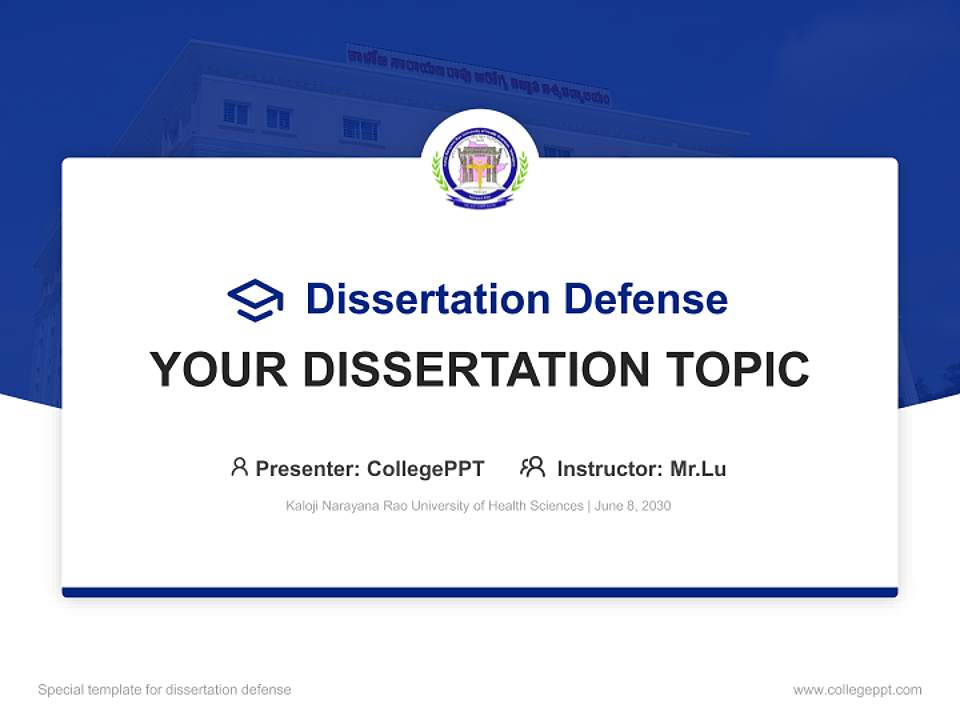 Kaloji Narayana Rao University of Health Sciences Graduation Thesis Defense PPT Template4:3 ratio PPT effect preview image7