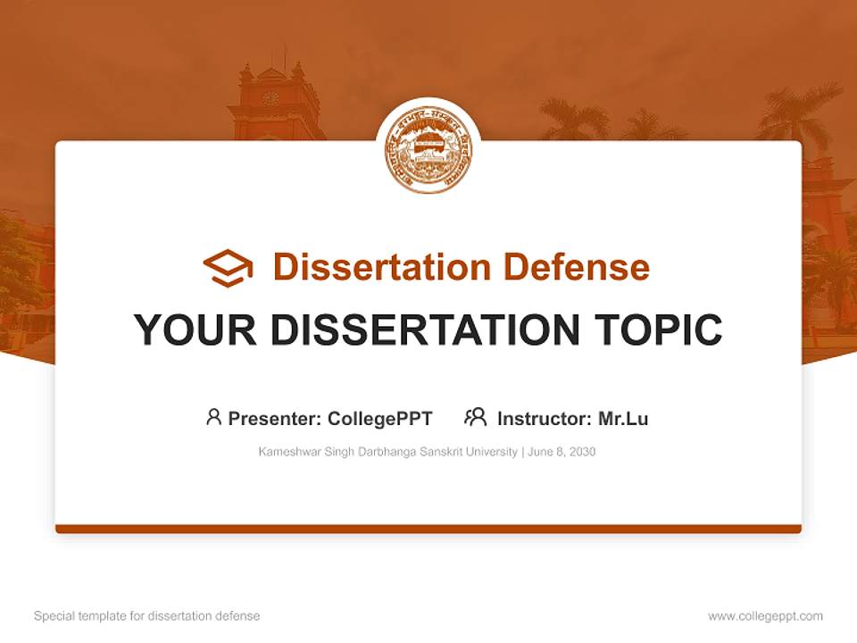 Kameshwar Singh Darbhanga Sanskrit University Graduation Thesis Defense PPT Template4:3 ratio PPT effect preview image7