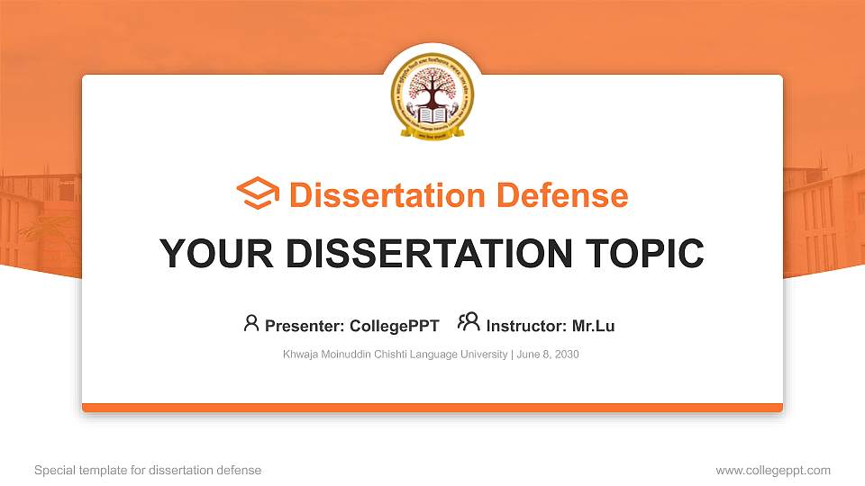 Khwaja Moinuddin Chishti Language University Graduation Thesis Defense PPT Template16:9 ratio PPT effect preview image