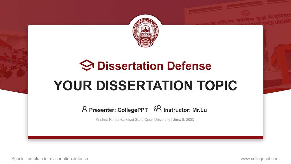 Krishna Kanta Handiqui State Open University Graduation Thesis Defense PPT Template16:9 ratio PPT effect preview image
