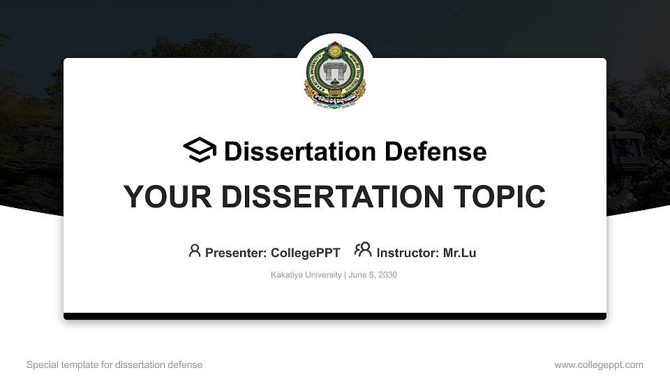 Kakatiya University Graduation Thesis Defense PPT Template16:9 ratio PPT effect preview image