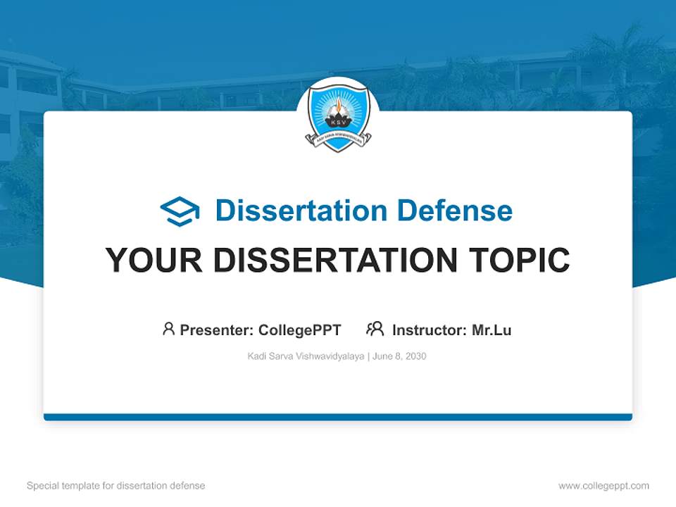 Kadi Sarva Vishwavidyalaya Graduation Thesis Defense PPT Template4:3 ratio PPT effect preview image7
