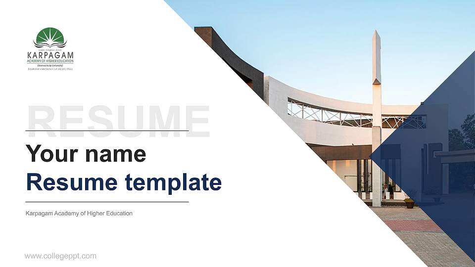 Karpagam Academy of Higher Education Resume PPT Template16:9 ratio PPT effect preview image