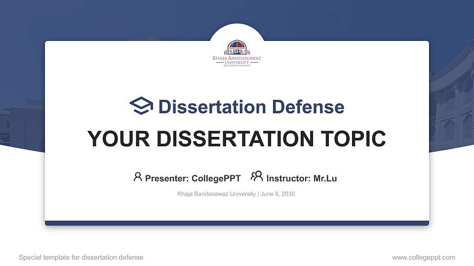 Khaja Bandanawaz University Graduation Thesis Defense PPT Template16:9 ratio PPT effect preview image