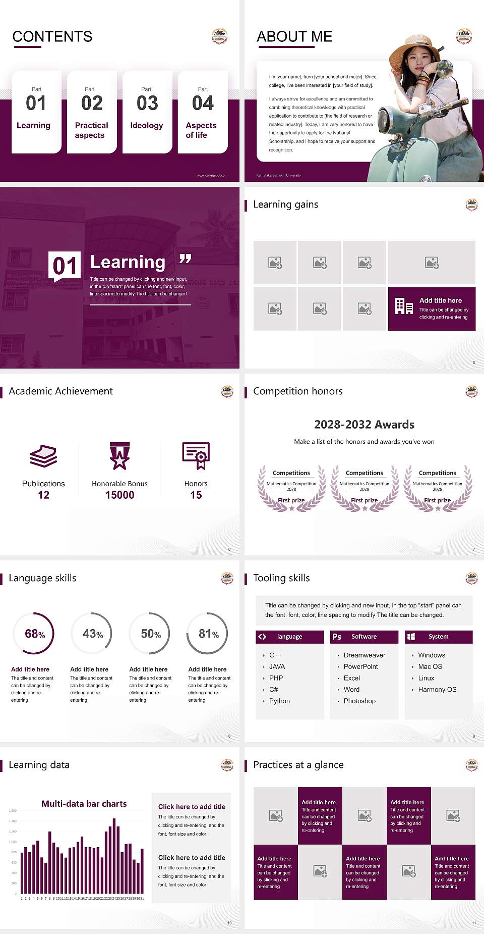 Karnataka Samskrit University National Scholarship Defense PPT Template4:3 ratio PPT effect preview image2