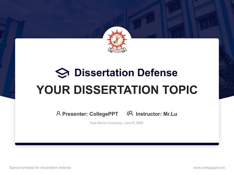 Kazi Nazrul University Graduation Thesis Defense PPT Template4:3 ratio PPT effect preview image7