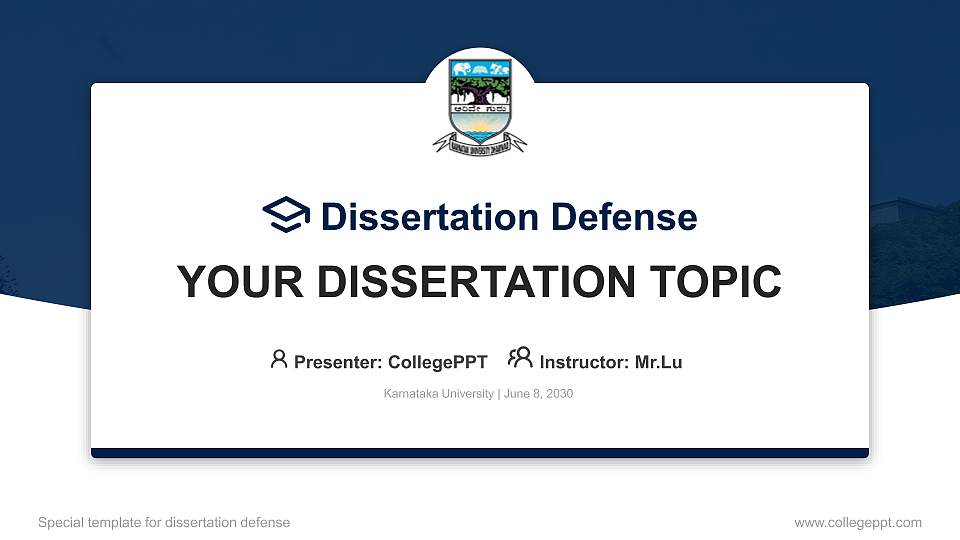 Karnataka University Graduation Thesis Defense PPT Template16:9 ratio PPT effect preview image