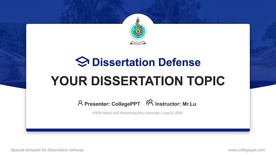 KSGH Music and Performing Arts University Graduation Thesis Defense PPT Template16:9 ratio PPT effect preview image