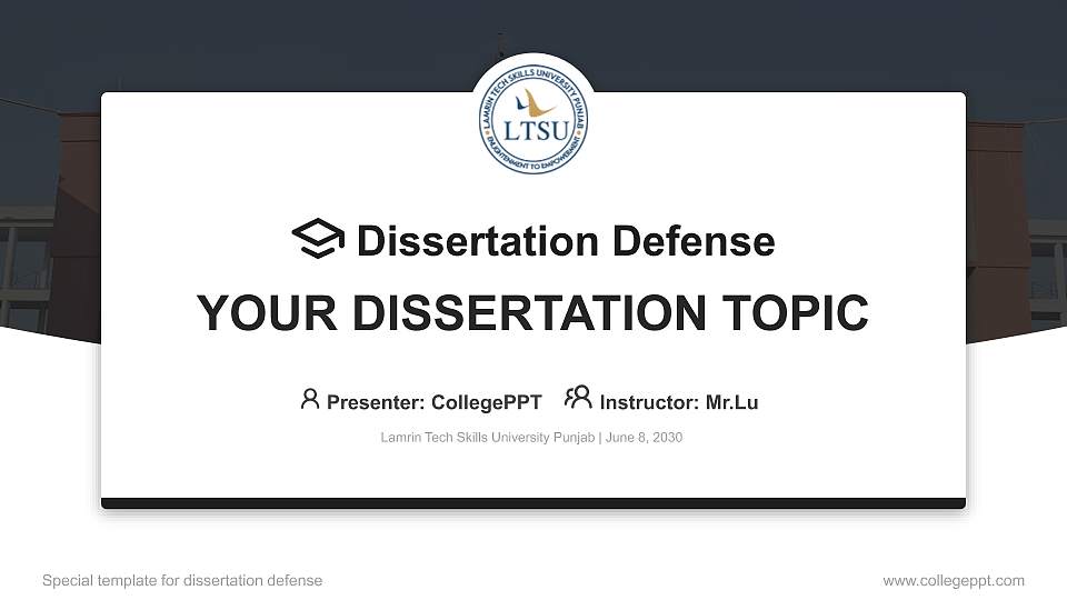 Lamrin Tech Skills University Punjab Graduation Thesis Defense PPT Template16:9 ratio PPT effect preview image