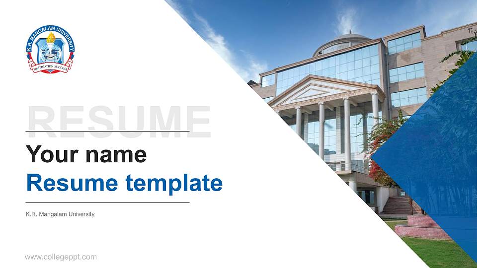 K.R. Mangalam University Resume PPT Template16:9 ratio PPT effect preview image