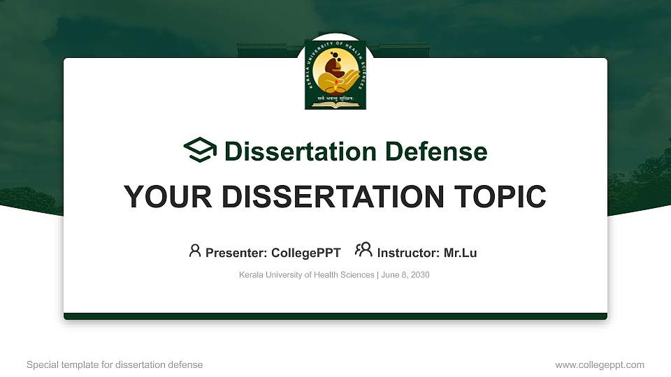 Kerala University of Health Sciences Graduation Thesis Defense PPT Template16:9 ratio PPT effect preview image