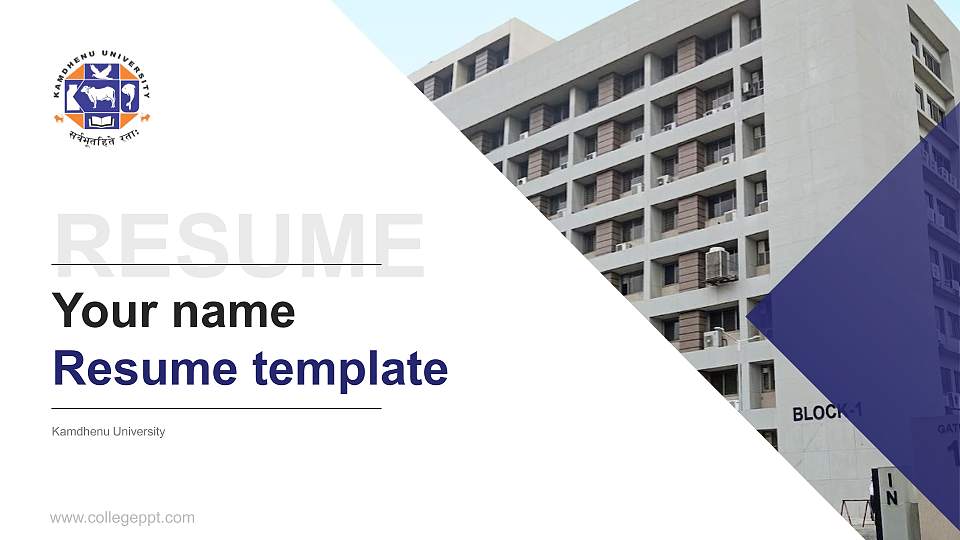 Kamdhenu University Resume PPT Template16:9 ratio PPT effect preview image