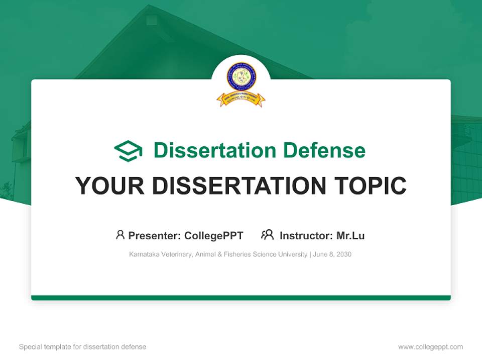 Karnataka Veterinary, Animal & Fisheries Science University Graduation Thesis Defense PPT Template4:3 ratio PPT effect preview image7
