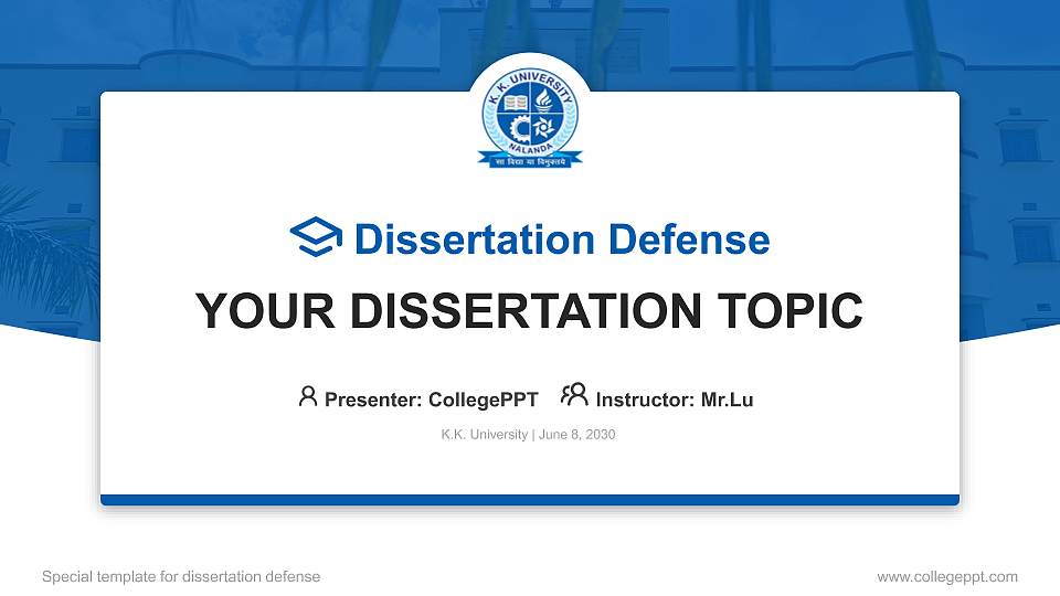 K.K. University Graduation Thesis Defense PPT Template16:9 ratio PPT effect preview image