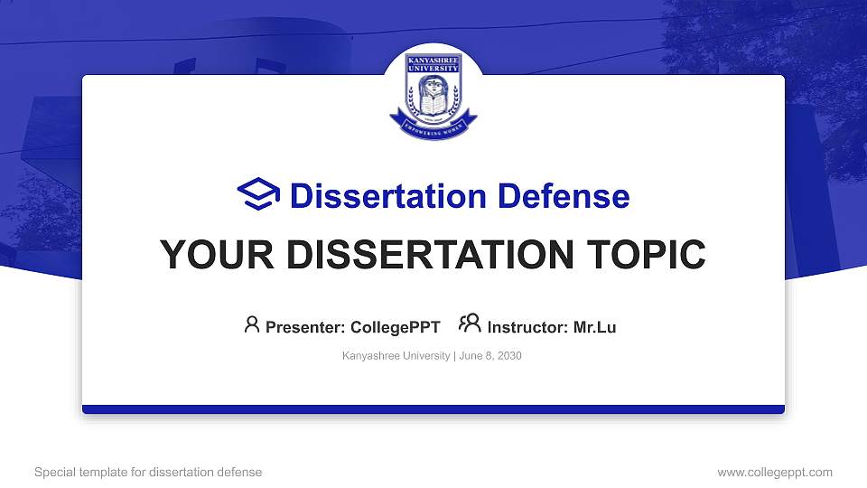 Kanyashree University Graduation Thesis Defense PPT Template16:9 ratio PPT effect preview image1