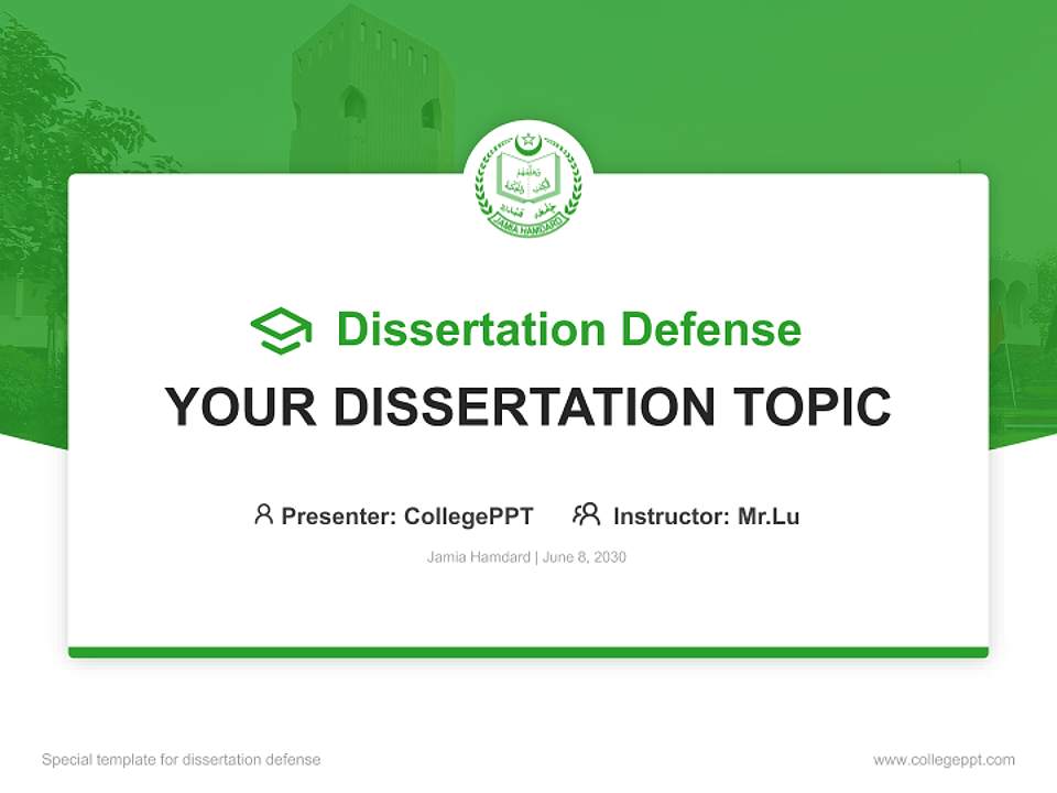 Jamia Hamdard Graduation Thesis Defense PPT Template4:3 ratio PPT effect preview image7