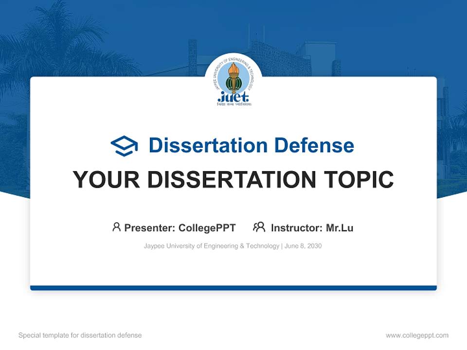Jaypee University of Engineering & Technology Graduation Thesis Defense PPT Template4:3 ratio PPT effect preview image7