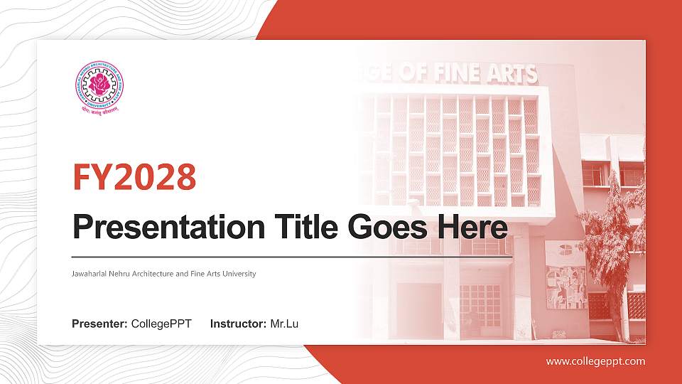 Jawaharlal Nehru Architecture and Fine Arts University Academic Presentation/Research Findings Report PPT Template16:9 ratio PPT effect preview image