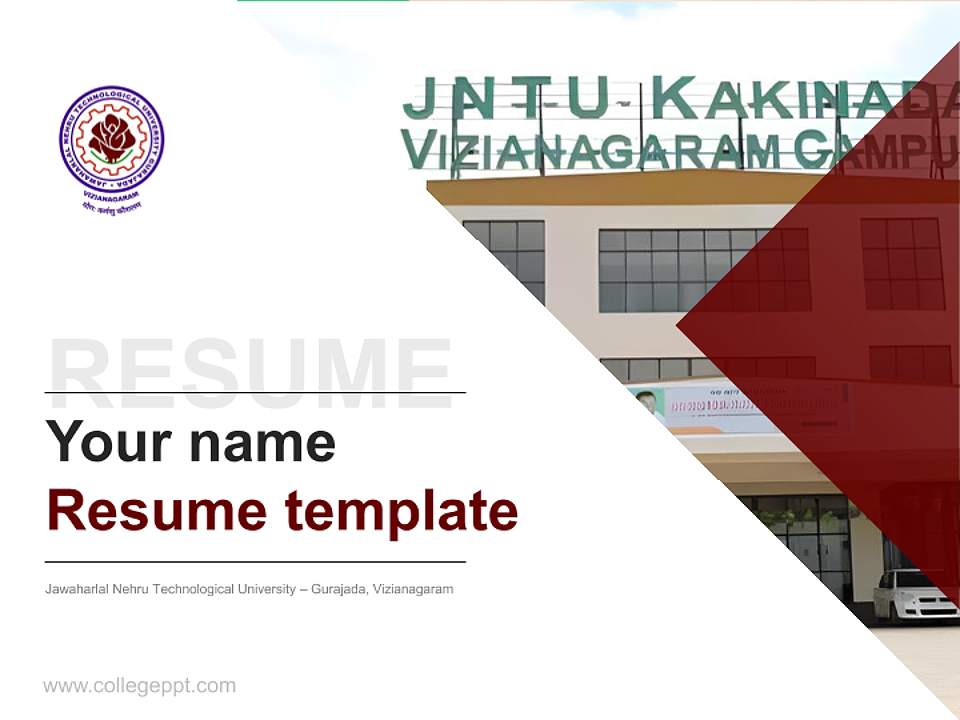 Jawaharlal Nehru Technological University – Gurajada, Vizianagaram Resume PPT Template4:3 ratio PPT effect preview image5