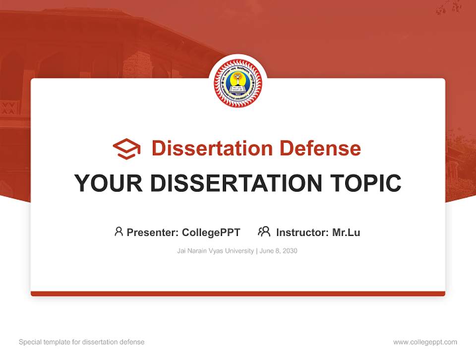 Jai Narain Vyas University Graduation Thesis Defense PPT Template4:3 ratio PPT effect preview image7