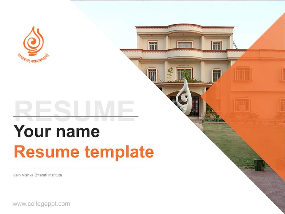 Jain Vishva Bharati Institute Resume PPT Template4:3 ratio PPT effect preview image5