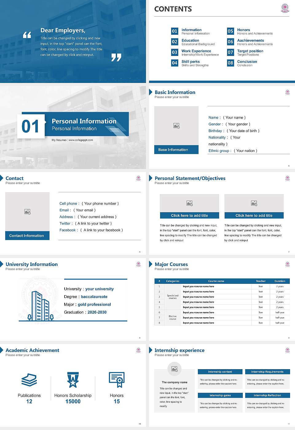 Jawaharlal Nehru Technological University, Hyderabad Resume PPT Template16:9 ratio PPT effect preview image2