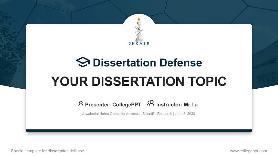 Jawaharlal Nehru Centre for Advanced Scientific Research Graduation Thesis Defense PPT Template16:9 ratio PPT effect preview image