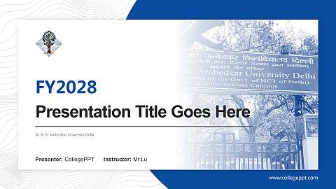 Dr. B. R. Ambedkar University Delhi Academic Presentation/Research Findings Report PPT Template
