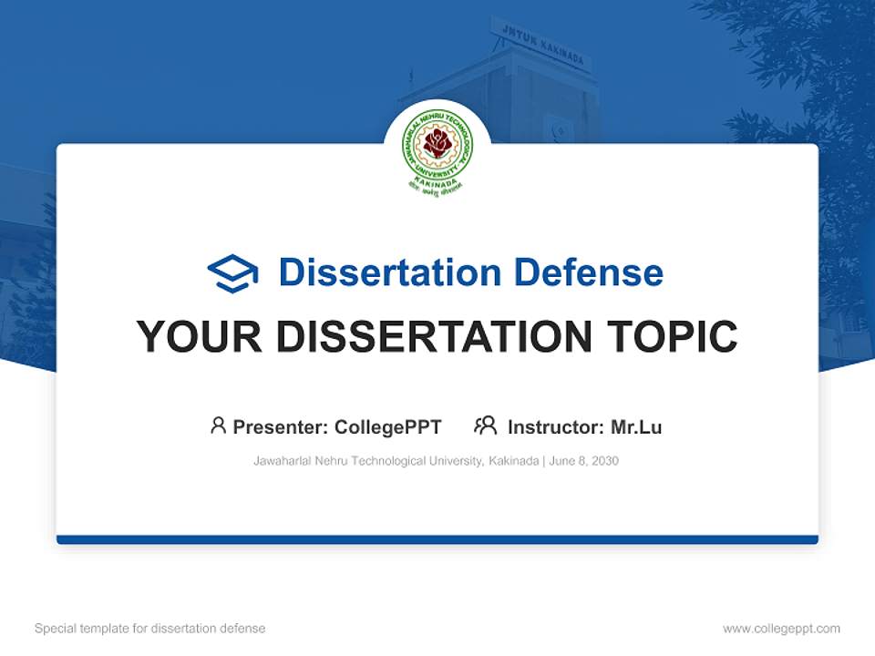 Jawaharlal Nehru Technological University, Kakinada Graduation Thesis Defense PPT Template4:3 ratio PPT effect preview image7