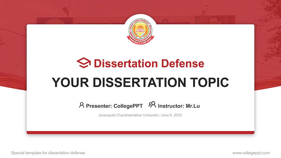 Jananayak Chandrashekhar University Graduation Thesis Defense PPT Template16:9 ratio PPT effect preview image